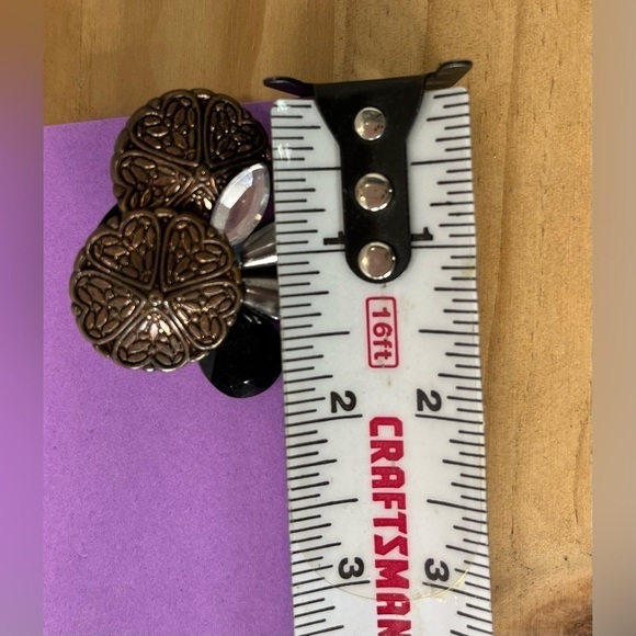 80s’ Vintage Womens Oversized Antique Gold & Black Clip On Earrings Rocker Punk - Picture 5 of 6